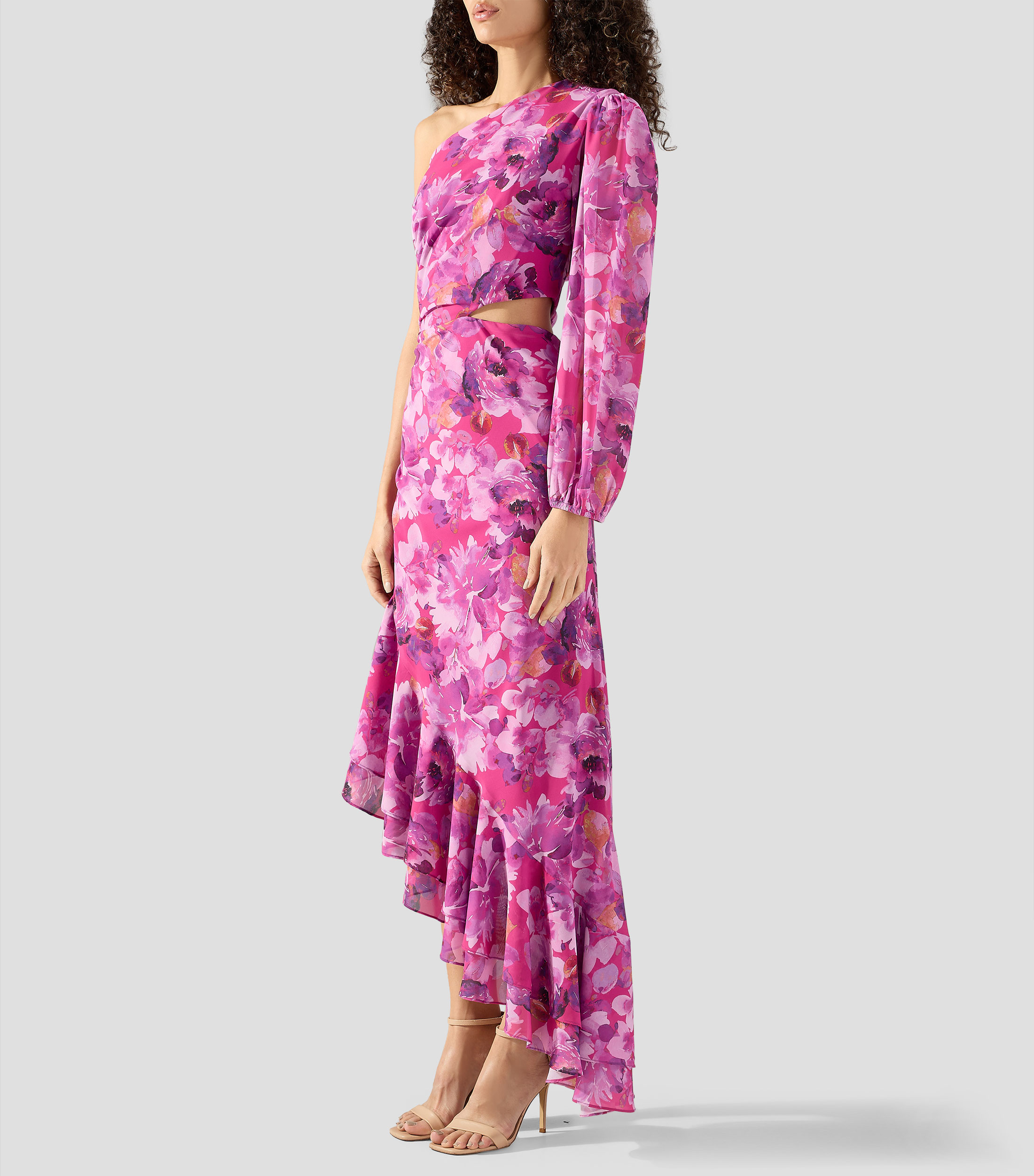 Vestido de fiesta largo estampado Mujer